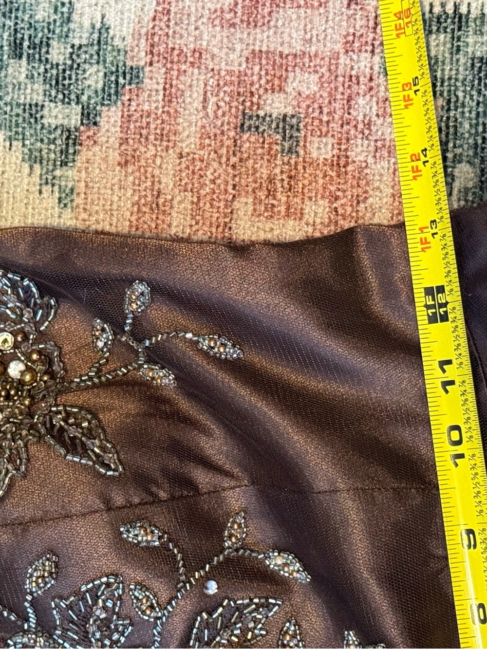SUE WONG Nocturne MIDI Beaded and Tulle Chocolate Brown Dress Y2K vintage - Picture 5 of 6